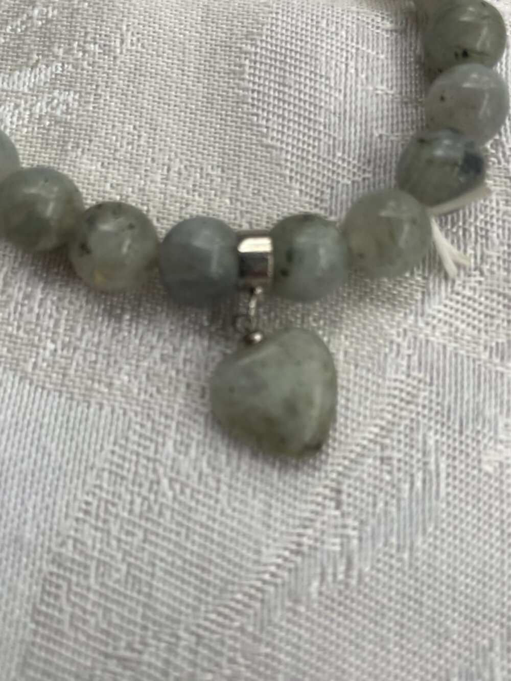 Natural labradorite stretch bracelet 25g Heart charm - Picture 4 of 4
